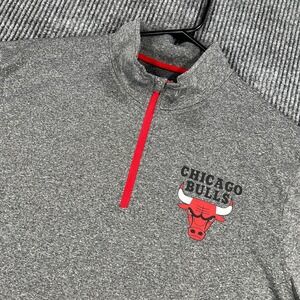 Chicago Bulls Pullover Shirt Mens Large Gray Long Sleeve 1/4 Zip NBA Basketball